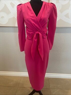 ASOS Elegant Fuchsia Wrap Midi Dress with Front Tie